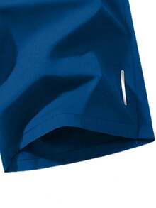 Boys' & Teenagers' Breathable Loose Solid Color Elastic Waist Sports Shorts - Blue - View 5