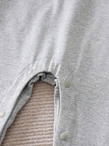 Yierying 男婴卡其色 Polo 领长袖连体衣，秋冬季 - 灰色 - 查看 7