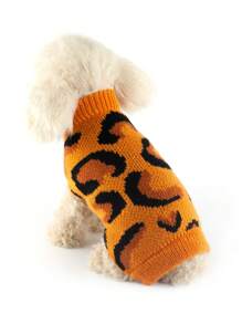 Winter New Leopard & Zebra Print Pet Sweater, Knitted Outfit For Small/Medium Dogs & Cats