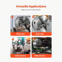 4-Jaw Lathe Chuck, 8 Inch (200 Mm), Self-Centering Chuck With 1 1/2 In-8 Threaded Backing Plate, 0.16-7.87 In (4-200 Mm) Clamping Range With T-Wrench Screws, HT300 Material, For Wood Metal Lathe - 銀色 - 查看 6