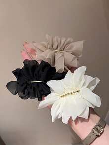 3个法式优雅花朵发夹，柔美花朵发饰，适合马尾辫，高端时尚发夹，爪夹，发爪，发卡，发夹，女士度假装扮，头部配饰，发卡 - 彩色 - 查看 6