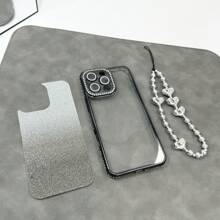 新款时尚电镀闪光手机壳，带水钻装饰、链条挂绳、电镀心形手机带、高端女式设计带镜头膜、防震全覆盖软壳，适用于 17 PROMAX、17 AIR、17 PRO、17、16 PROMAX、16 PRO、16E、15 PROMAX、15 PRO、15、14 PROMAX、14 PRO、14、13 PROMAX、13 PRO、13、12 PROMAX、12 PRO、12、11 和 Galaxy S25 Ultra、S25 PLUS、S25 Edge、S25、S24 Ultra、S24+、S24、S23 Ultra、S23、A15、A16、A55、A56