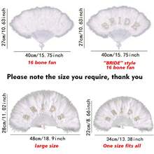 1pc White Feather Non-Folding Fan (13.38inch/15.75inch/18.9inch), Bridal Fan, Faux Pearl & "Bride" Letter Decor Fan, Bridal Shower Decoration Gift, Bachelorette Party Wedding Decor, Photography Prop