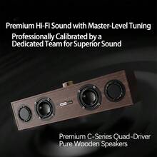 Lenovo Altavoz Bluetooth de madera C02 Diseño clásico Subwoofer potente Admite modo dual cableado/inalámbrico Cambio de dispositivo con un solo toque Centro multimedia doméstico - Color de la veta de la madera - Ver 1