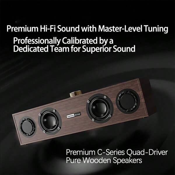 Lenovo C02 Wooden Bluetooth Speaker Classic Design Powerful Subwoofer Supports Wired/Wireless Dual Mode One-Touch Device Switching Home Multimedia Center