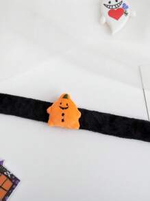 6pcs Halloween Kids Slap Bracelet Set, Pumpkin Ghost Plush Slap Bands, Party Favors
