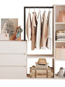 Armario De Estilo Actual Con Cajones Y Espacio Para Colgar - Blanco - Ver 2