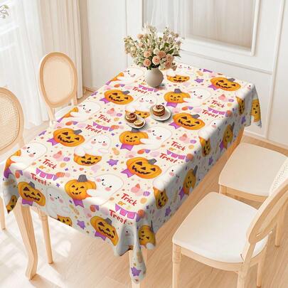 1pc Halloween Pumpkin, Ghost, Graphic Print, Durable Polyester Fabric, Suitable For Home, Kitchen, Dining Room, Garden, Holiday Party, Restaurant And Banquet Decor, Wedding, Autumn Decoration