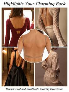 女士无背无缝文胸，夏季无肩带文胸，性感文胸，新娘内衣，3种肩带选择，无缝透气，可调节肩带，轻盈舒适，适合婚礼、正式礼服、吊带裙等场合。 - 咖啡棕 - 查看 7