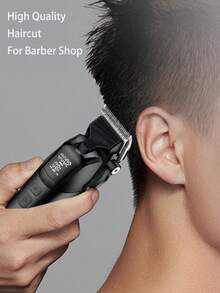 Kemei Recortadora de pelo profesional de alta velocidad KM-1858 a 9000RPM para corte de pelo de hombres, con cuchilla de DLC, uso en salón, máquina de corte de pelo potente, velocidades ajustables, recortadora eléctrica de gran capacidad de 4600mAh para uso doméstico y familiar - Negro - Ver 5