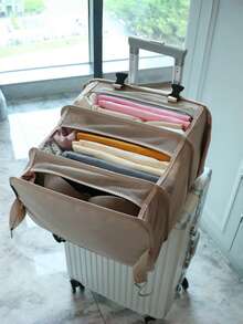 1 件可折叠悬挂行李收纳袋，旅行必需品，衣服收纳袋，带悬挂架和洗衣储物隔层，旅行收纳袋，旅行行李袋，悬挂收纳袋，带悬挂架和洗衣储物隔层（挂钩颜色黑色和银色随机）宿舍必备衣物收纳袋，衣柜整理和收纳卧室 - 灰色 - 查看 6