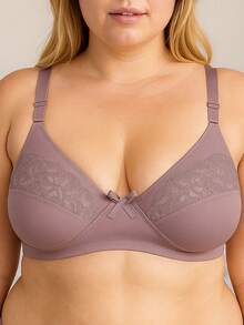 Sutiã Plus Size sem Bojo Reforçado Sustentação de Cetinete - Lavanda - Visão 3