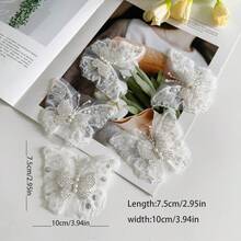 5 Pieces Of 3D Lace Beaded Sewing Flowers For Decorating Clothes, Shoes And Hats (White) - White - View 12
