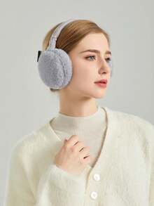 1pc Solid Color Foldable Plush Earmuffs Winter Accessories Winter Outfits Fall - Grey - View 3