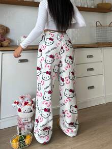 SANRIO 3pcs Hello Kitty Women's Plush Warm Lounge Pants, Cute & Comfortable For Autumn/Winter - Multicolor - View 7
