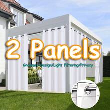 Set de 2 cortinas transparentes de unicolor ligeras y suaves para patio y exterior, cortina de filtrado de privacidad y sombra solar, con barra superior de acero inoxidable para porche, cenador, cabaña y ventana exterior