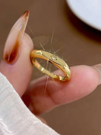 1 件 925 纯银抛光戒指简约日常戒指女士戒指精美女士珠宝礼品女士时尚配饰