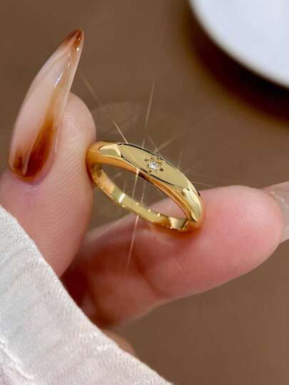 1 件 925 纯银抛光戒指简约日常戒指女士戒指精美女士珠宝礼品女士时尚配饰