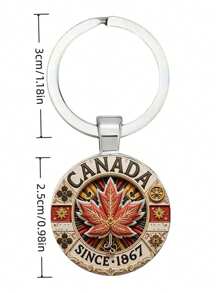 1pc Vintage Canadian Maple Leaf Keychain - Retro Floral Gear Design, Symbolizing Canada Since 1867 - Cultural For Canadian Enthusiasts, International Students And Returnees Car Accessories Cute Goth Y2k Halloween Accessories Teachers Day Christmas Gift Ideas Bag Accessories Lanyards With Id Holder Car Accessories Bag Charms