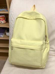 Large Capacity Casual College Style Minimalist Backpack For Women - Yellow - View 2