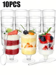 20pcs Mini Dessert Cup Clear Parfait Appetizer Cup Small Serving Bowl, Plastic Small Dessert Cups, Clear Plastic Cups Without Spoon, Reusable Mini Dessert Cup, Party Supplies, Cups Plastic Travel For Cakes, Ice Cream, Tasting, Party, Buffet, Wedding, Picnic Party, Ramadan, Party Supplies, Cups Plastic (Without Spoon) - Multicolor - View 12