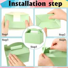 48 Pcs Back To School Gable Gift Box 6 X 3.5 X 3.5 Inches Colorful Paper Candy Boxes Snack Goodie Cake Treat Boxes For Holiday Birthday Baby Shower Party Favor Pastel Color - 柔和色彩 - 查看 4