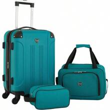 Teal Hardside Expandable Spinner Luggage Set 3 Piece Travel Suitcases For Airplane Trips Lightweight Durable Aluminum Alloy Exterior With Smooth Rolling Wheels