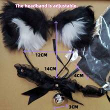 一套三件：黑色蕾丝眼罩 + 黑白猫耳 + 银色铃铛项圈。万圣节装扮，黑猫装，性感黑猫装，情侣装，黑色蕾丝边眼罩，镂空眼纱，提升氛围的黑猫装扮。 - 彩色 - 查看 7