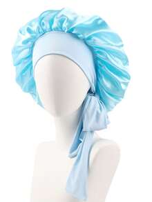 1 件个性化徽标弹力丝带纯色女士长发睡帽、化妆头巾、卷发护理帽 - A - 查看 30