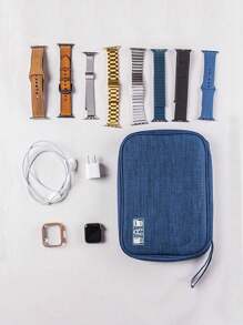 1pc Travel Organizer Kit, Watch Band Bag, Electronics Accessories, Portable Charger, Charger Case, School/College, Earphone Case, Digital Organizer Bag, USB Cable Organizer, Earphone Cable Pouch, Pen, Power Bank, Cable Organizer, Electronics Bag, Portable Watch Band Storage Box/Bag