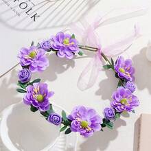 1件装女士可调节彩色花朵头饰，优雅甜美，适合新娘、伴娘、情人节佩戴，波西米亚风花朵头饰，适用于婚礼、旅行、拍照、派对、节日和送礼，可作皇冠、头饰、服装皇冠 - 彩色 - 查看 12