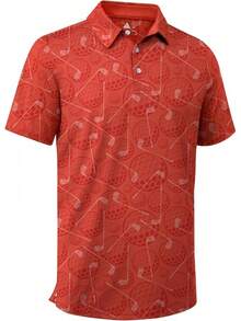 Men's Golf Shirts Short Sleeve Moisture Wicking Performance Print Patterns Casual Collared Golf Polo Shirt For Men-2025 - Orange Red Golf Ball - View 1