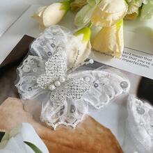 5 Pieces Of 3D Lace Beaded Sewing Flowers For Decorating Clothes, Shoes And Hats (White) - White - View 10