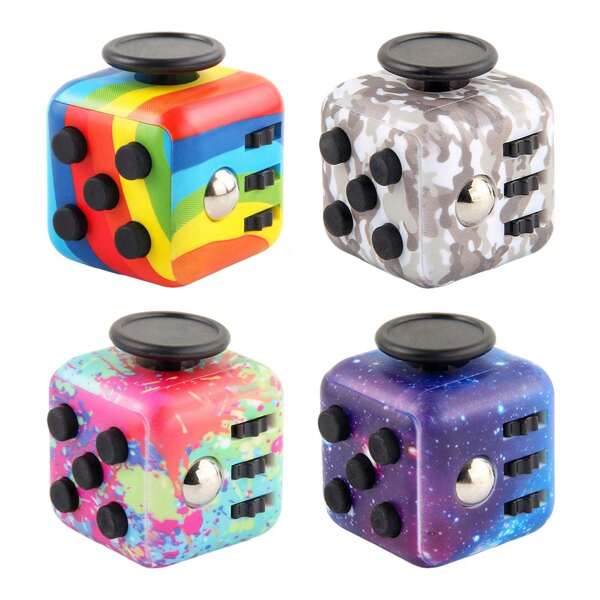 1pc Stress Relieving Dice Handle Magic Cube Dice,Fidget Toy Cube Toy Sensory Toy With 6 Different Functions Stress Anxiety Relief Toy Killing Time Finger Toy Office Classroom Toy Gift For Adults (Colour)