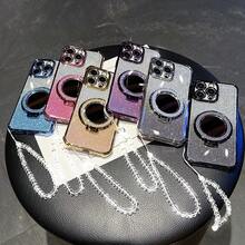 粉色镜面元素支架新款17寸防震手机壳+亮粉色串珠挂绳+亮粉色圆形化妆镜+磁吸支架三合一手机壳,兼容 17 Pro/16 Pro Max/Air,Galaxy S25/S25 Plus/S25 Ultra A07 A17 XM HW A5/春季礼物生日派对,国际版,非国内版 - 藍色 - 查看 10