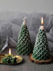 1pc Christmas Tree Scented Soy Wax Candle, Christmas Pine Scented Candle, Atmosphere Decor For Events, Holidays, Gifts Home Decor Christmas Decorations Room Decor, Christmas Gifts - Green - View 2