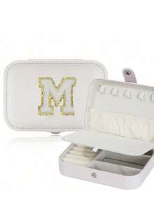 1pc Portable Jewelry Storage Box, Travel Earring Necklace Ring Organizer, Minimalist Jewelry Case, Sunscreen Travel & Back To School Essential - White - View 16