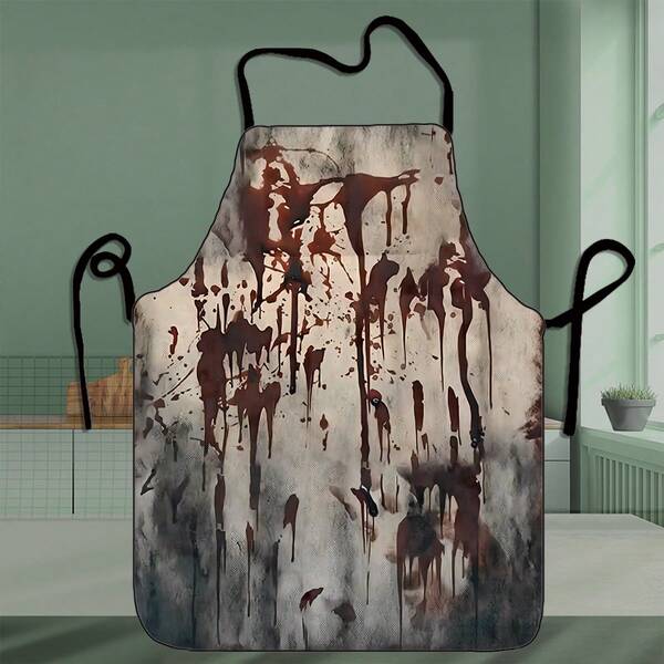 Delantal con manchas de sangre - Disfraz de carnicero con huellas de manos aterradoras - Delantal de cocina realista de color marrón apto para adultos, hombres y mujeres, para cocinar y fiestas de Halloween, decoración de Halloween (puede haber una ligera diferencia de color debido a la iluminación, la pantalla, etc.)