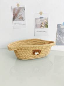 1 pezzo Cesto di immagazzinaggio intrecciato con disegno di orsacchiotto, per organizzare gli articoli per la nursery del bambino, adatto per San Valentino