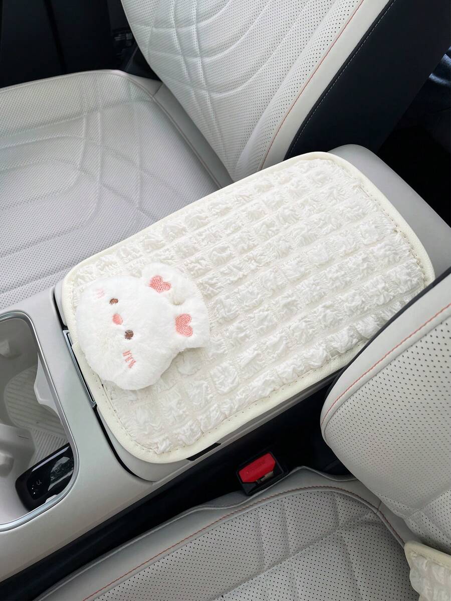1pc Cute Animal Head Car Armrest Box Pad, Creative Car Central Console Armrest Cushion Mat, Anti-Slip - Armrest Box Cushion - View 1