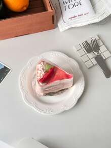 1/2pcs 复古法式ins风高端压花花边白色平盘 甜点盘 蛋糕盘 早餐盘 压花饼干边盘 - 白色 - 查看 7