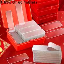 60pcs Double-Sided Adhesive Tape, Industrial Tape, Suitable For Boxes & Packages: Strong Adhesive, Damage Free, No Residue