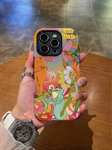 1pc Frog Pattern Shockproof Anti-Slip Soft TPU + PC Hybrid Phone Case, Compatible With IPhone 11/12/13/14/15/16/16 Plus/16 Pro/16 Pro Max - Multicolor - View 1