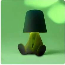 Touch Control Bedside Table Lamp - Color Changing LED Desk Light With Soft Fabric Shade & Gold Deco, Stylish Accent Lighting For Bedroom/Office - 綠色 - 查看 9