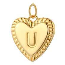 Magic Fish 1 件金色铜镀心形和字母吊坠项链