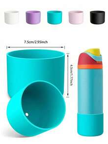 2pcs 7.5-9cm Silicone Water Bottle Sleeve, Fits 24oz 32oz 40oz, Non-Slip Protective Cover With Bottom Bumper, Suitable For Tumblers, Twist And Flip Stainless Steel Water Bottles - Multicolor - View 13