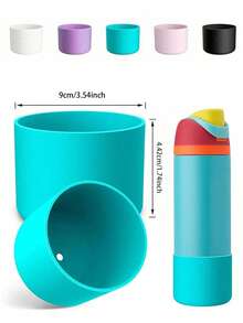 2pcs 7.5-9cm Silicone Water Bottle Sleeve, Fits 24oz 32oz 40oz, Non-Slip Protective Cover With Bottom Bumper, Suitable For Tumblers, Twist And Flip Stainless Steel Water Bottles - Multicolor - View 9