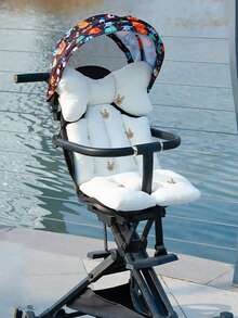 1pc婴儿推车绣花坐垫秋冬宝宝厚靠垫保暖儿童推车婴儿餐椅坐垫四季通用柔软舒适 - 米色 - 查看 13