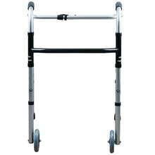 Gr8 Home Folding Walking Frame Lightweight Aluminium Walker Adjustable Zimmer With Wheels - Silver - View 2