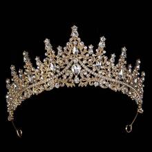 1 Set de Accesorios Nupciales - Corona con decoración de Cristal Rojo, Collar, Aretes (4 piezas), Conjunto de Joyería de Boda, Adecuado para Vestido de Novia, Vestido de Gala, Baile de Graduación, Fiesta - Dorado - Ver 5